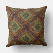 Modern Golden Grid Pattern , Gold Burgundy Green クッション (裏面)