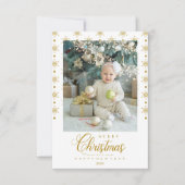 Modern Golden Merry Christmas Photo Baby (正面)