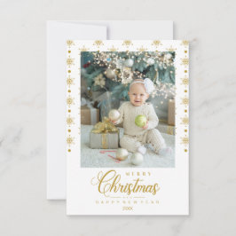 Modern Golden Merry Christmas Photo Baby