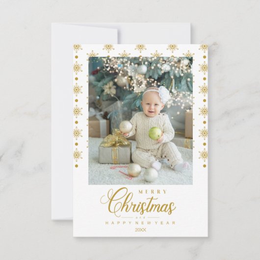 Modern Golden Merry Christmas Photo Baby (正面)