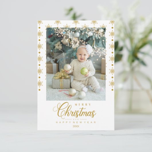 Modern Golden Merry Christmas Photo Baby (スタンド正面)