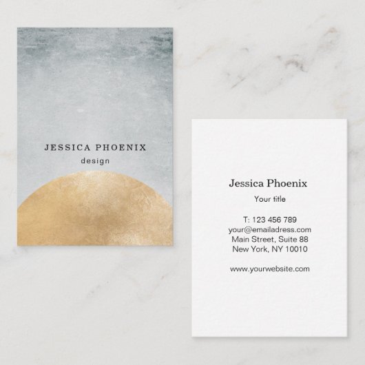 Modern Goldener Kreis Aquarell Grau Schwarz 名刺 (正面/裏面)