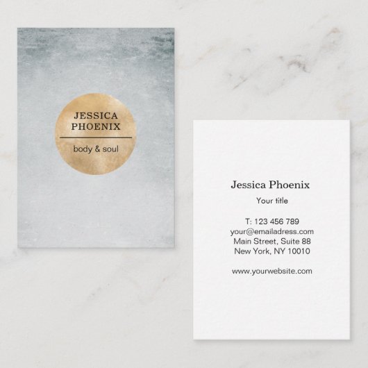 Modern Goldener Kreis Aquarell Grau Schwarz 名刺 (正面/裏面)