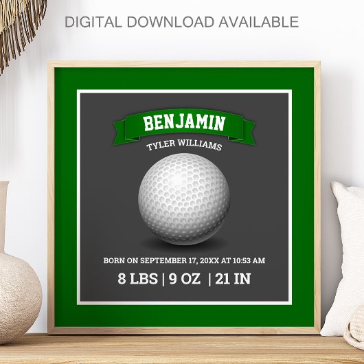 Modern Golf Ball Baby Birth Stats ポスター
