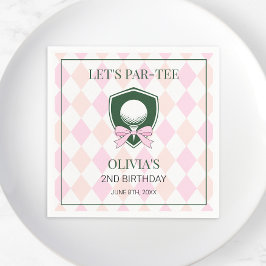 Modern Golf Pink Girls Sports 2nd Birthday Par-tee スタンダードカクテルナプキン