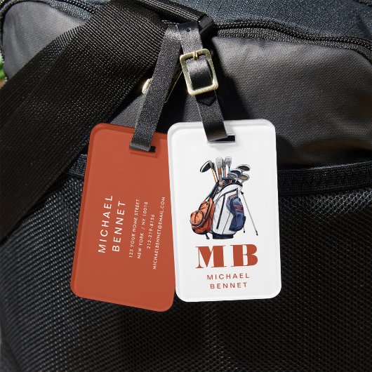 Modern Golf Sport Monogrammed ラゲッジタグ