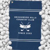 Modern Golfer Monogram Initials Golf Clubs Blue ゴルフタオル