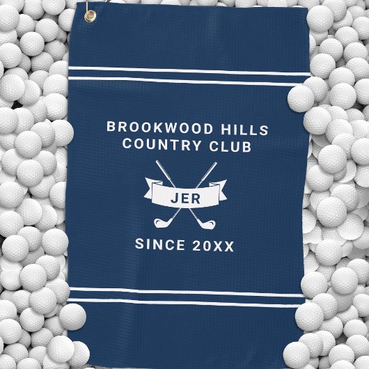Modern Golfer Monogram Initials Golf Clubs Blue ゴルフタオル