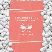 Modern Golfer Monogram Initials Golf Clubs Coral ゴルフタオル