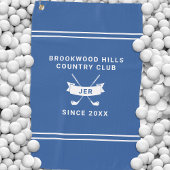 Modern Golfer Monogrammed Initials Golf Clubs Blue ゴルフタオル