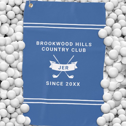 Modern Golfer Monogrammed Initials Golf Clubs Blue ゴルフタオル