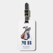 Modern Golfer Sport Monogram ラゲッジタグ (正面縦)