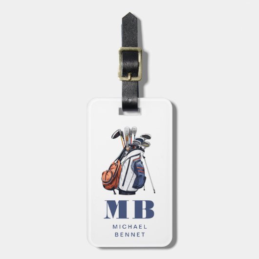 Modern Golfer Sport Monogram ラゲッジタグ (正面縦)