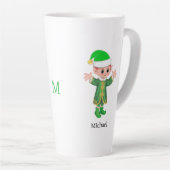 Modern Good Luck Elf with Script and Monogram カフェラテマグ (右アングル)