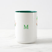 Modern Good Luck Elf with Script and Monogram Mug ツートーンマグカップ (中央)