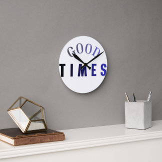 Modern good times typography wall clock ラウンド壁時計