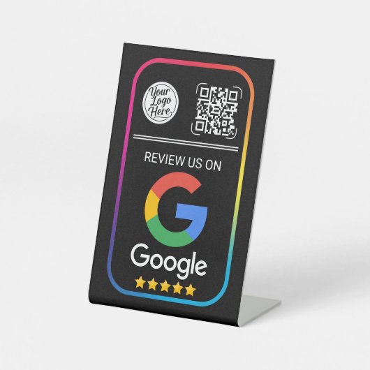 Modern Google Review QR Code Business Black 台座サイン (正面)