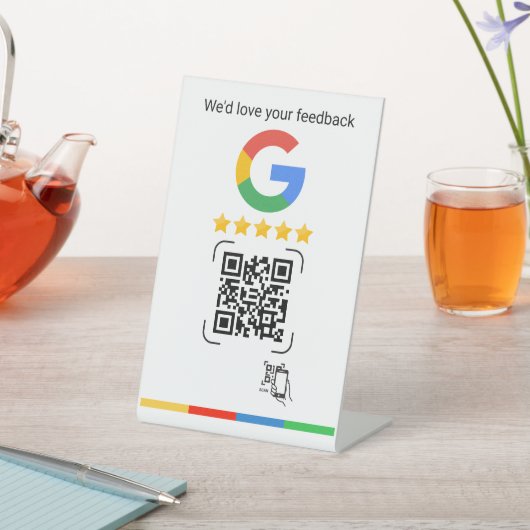 Modern Google Review QR Scan Stand 台座サイン (インサイチュ)