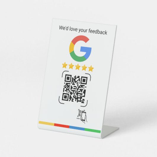 Modern Google Review QR Scan Stand 台座サイン (正面)