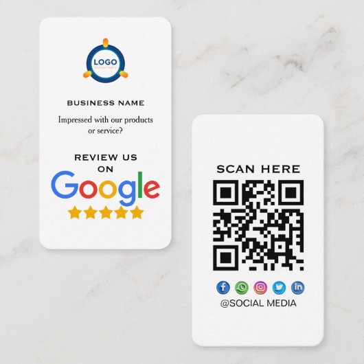 Modern Google Review With QR Code  名刺 (正面/裏面)