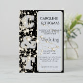 Modern Gothic Chic Pearl Gold Script Wedding 箔招待状 (立ち正面)