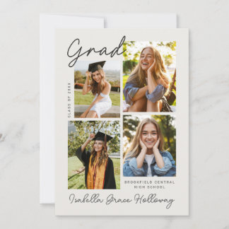 Modern Grad Announcement  With Multiple Photos 招待状