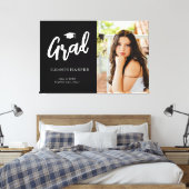 Modern Grad Brush Script Photo Graduation  キャンバスプリント (インサイチュ (寝室))