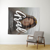 Modern Grad Brush Script Photo Graduation  タペストリー (インサイチュ(横))