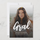 Modern Grad Brush Script Photo Graduation 案内状 (正面)