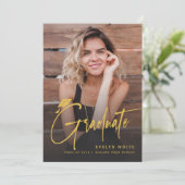 Modern Grad Cap Script 4 Photo Simple Graduation 招待状 (スタンド正面)