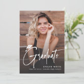 Modern Grad Cap Script 4 Photo Simple Graduation 招待状 (スタンド正面)