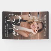 Modern Grad Cap Script Photo Graduation Party 横断幕 (横)