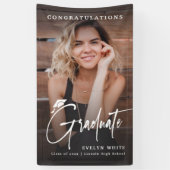 Modern Grad Cap Script Photo Graduation Party 横断幕 (縦)