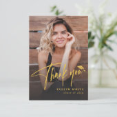 Modern Grad Cap Script Simple Photo Graduation サンキューカード (スタンド正面)