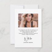 Modern Grad Cap Script Simple Photo Graduation サンキューカード (裏面)