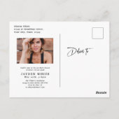 Modern Grad Cap Script Simple Photo Graduation ポストカード (裏面)