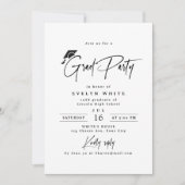 Modern Grad Cap Signature Script Simple Graduation 招待状 (正面)