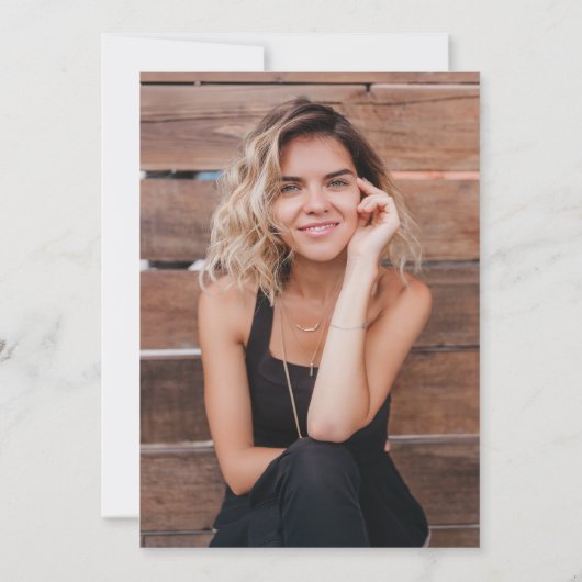 Modern Grad Cap Signature Script Simple Graduation 招待状 (裏面)