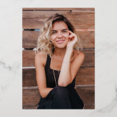 Modern Grad Cap Signature Script Simple Graduation 箔招待状 (裏面)