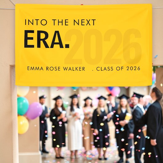 Modern Grad Era 2026 Yellow Typography Banner 横断幕