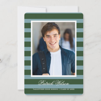 Modern Grad graduation announcement card_green 案内状