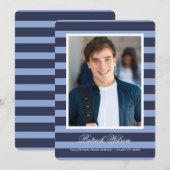 Modern Grad graduation announcement card_Navy 案内状 (正面/裏面)