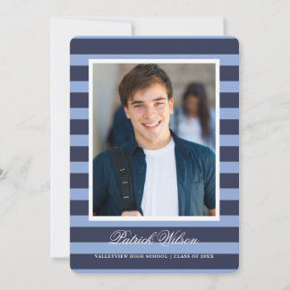 Modern Grad graduation announcement card_Navy 案内状