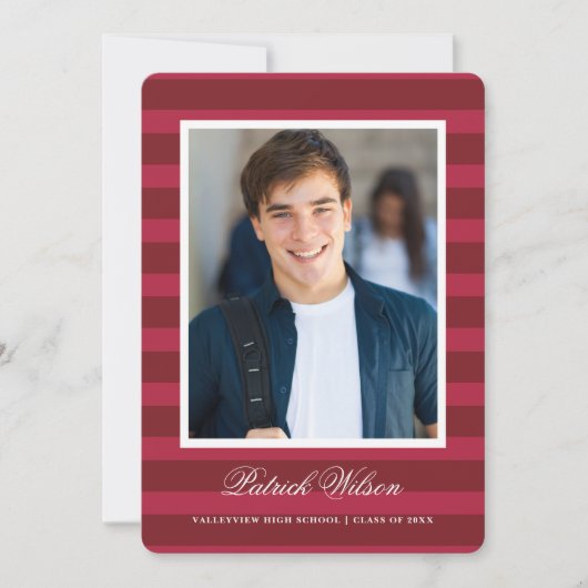 Modern Grad graduation announcement card_red 案内状 (正面)