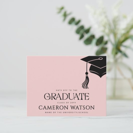 Modern Grad Hat Tassel Graduation Postcard シーズンポストカード (スタンド正面)