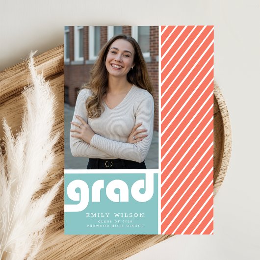 Modern Grad Photo Graduation Party Invitation ポストカード