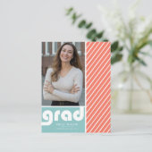 Modern Grad Photo Graduation Party Invitation ポストカード (スタンド正面)