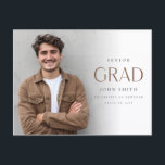 Modern Grad Photo Master Graduation Announcement ポストカード<br><div class="desc">Celebrate your milestone with this modern minimalist simple photo collage graduation announcement postcard, featuring a confident grad photo picture image and refined typography. Ideal for masters graduation announcements or senior graduation announcements, it offers a polished way to share your success. Create custom graduation postcards by adding your name, school, degree,...</div>