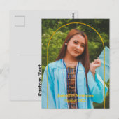 Modern Grad Photo Postcard - Minimal Announcement ポストカード (正面/裏面)