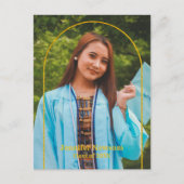 Modern Grad Photo Postcard - Minimal Announcement ポストカード (正面)